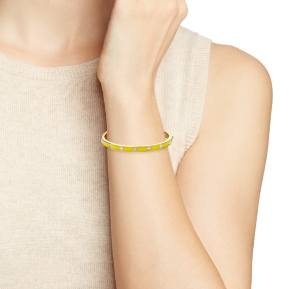 Kate Spade Yellow Enamel and Gold CZ Crystal Hinge Bracelet - Picture 2 of 8